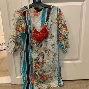 Colorful Floral V-Neck Dress